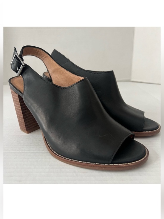 Madewell Shoes - Madewell The Cary Sandal Mule Leather True Black Chunky Wood Open Toe Heels 7.5